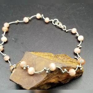 Peach moonstone garden bracelet B809